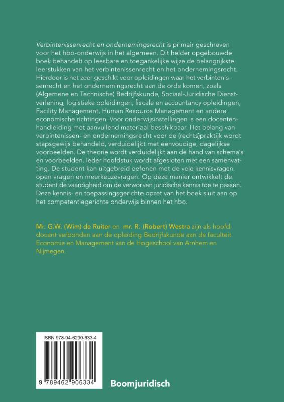 Verbintenissenrecht & ondernemingsrecht / Recht in je opleiding achterkant