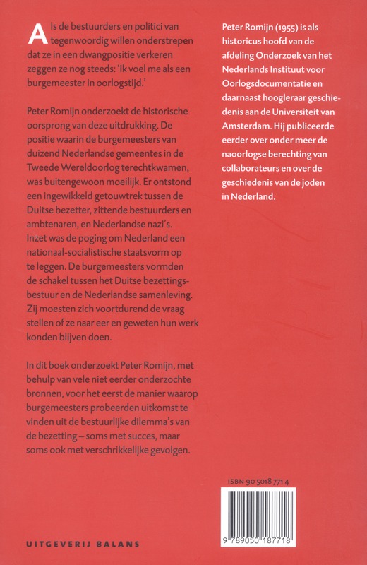 Burgemeesters In Oorlogstijd achterkant