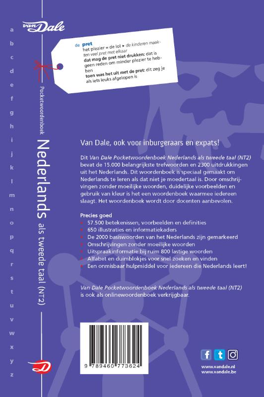 Van Dale pocketwoordenboek Nederlands als tweede taal (NT2) achterkant