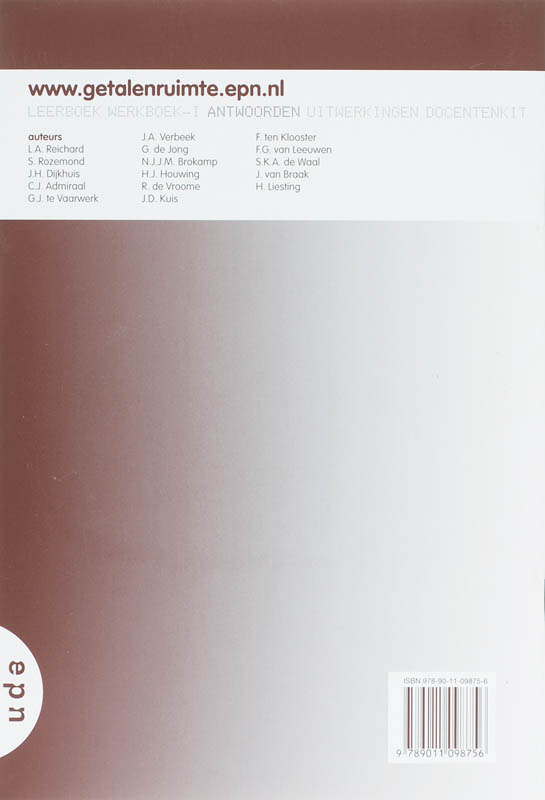 Getal en Ruimte / Havo B / deel antwoorden achterkant