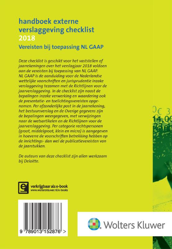 Handboek Externe Verslaggeving Checklist 2018 achterkant