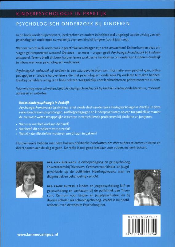 Kinderpsychologie in praktijk 4 -   Psychologisch onderzoek bij kinderen achterkant