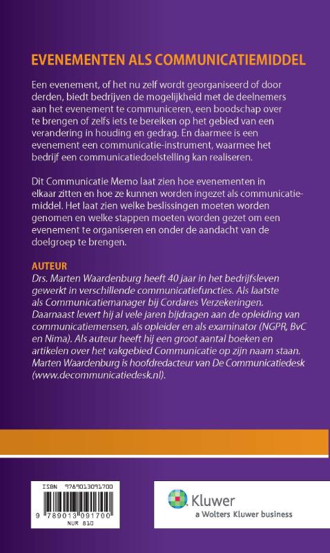 Communicatie memo's 52 -   Evenementen als communicatiemiddel achterkant