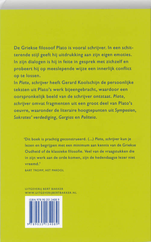 Plato, schrijver achterkant