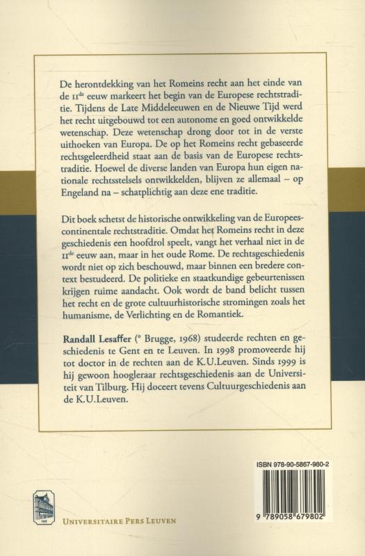 Inleiding tot de Europese rechtsgeschiedenis achterkant