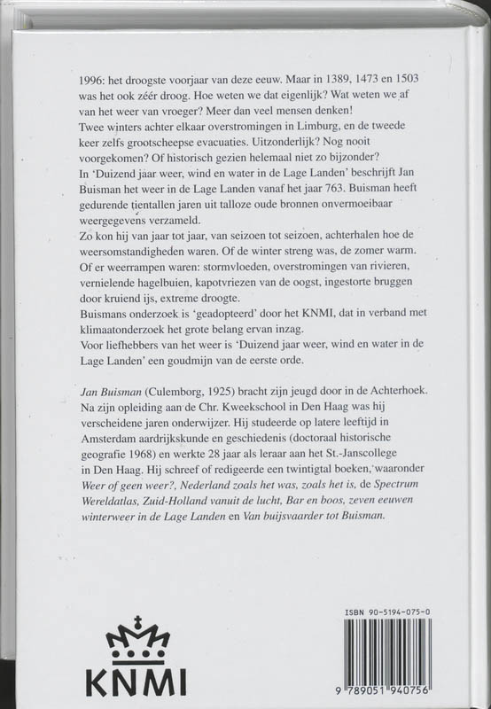 Duizend jaar weer, wind en water in de Lage Landen 1 tot 1300 / 1 tot 1300 achterkant