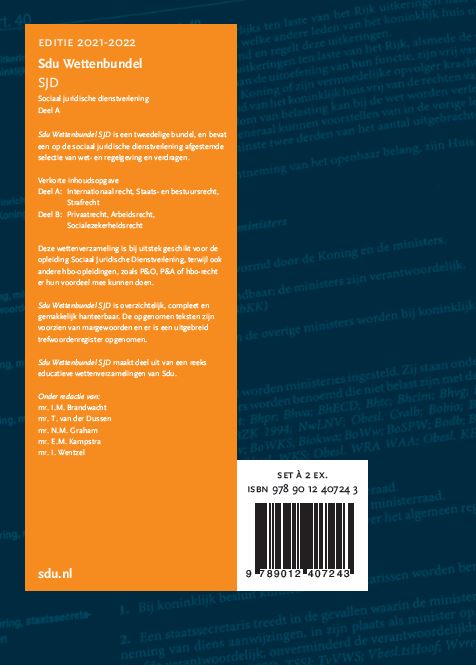 Sdu Wettenbundel Sociaal Juridische Dienstverlening 2021-2022 (set 2 delen) / Educatieve wettenverzameling achterkant