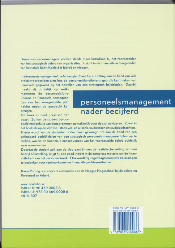 Personeelsmanagement Nader Becijferd achterkant