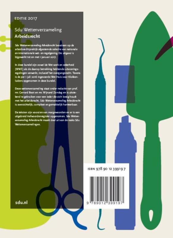 Sdu wettenverzameling arbeidsrecht 2017 achterkant