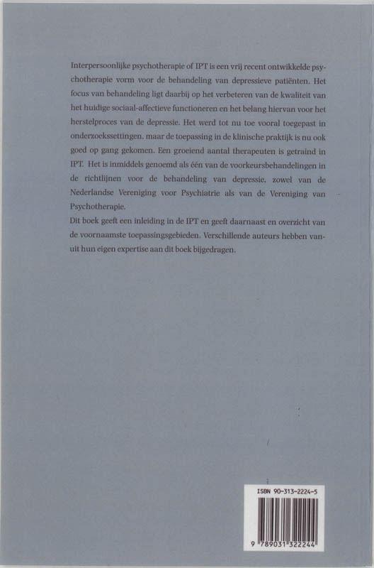 Inleiding in de interpersoonlijk psychotherapie achterkant