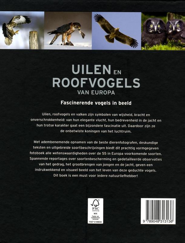Uilen en roofvogels van Europa achterkant