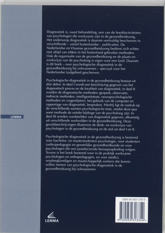 Psychologische diagnostiek in de gezondheidszorg achterkant