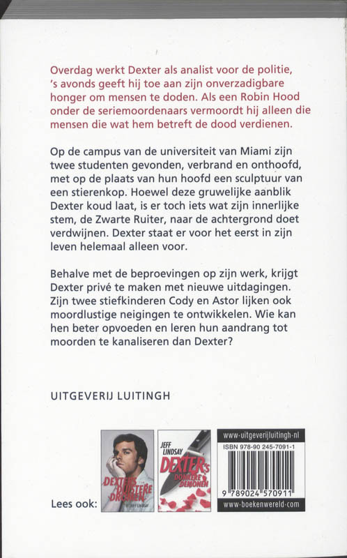 Dexter tast in het duister achterkant