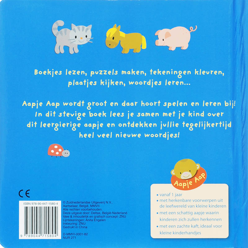 Eerste Woordenboekje,  Aapje Aap 1 3 J achterkant