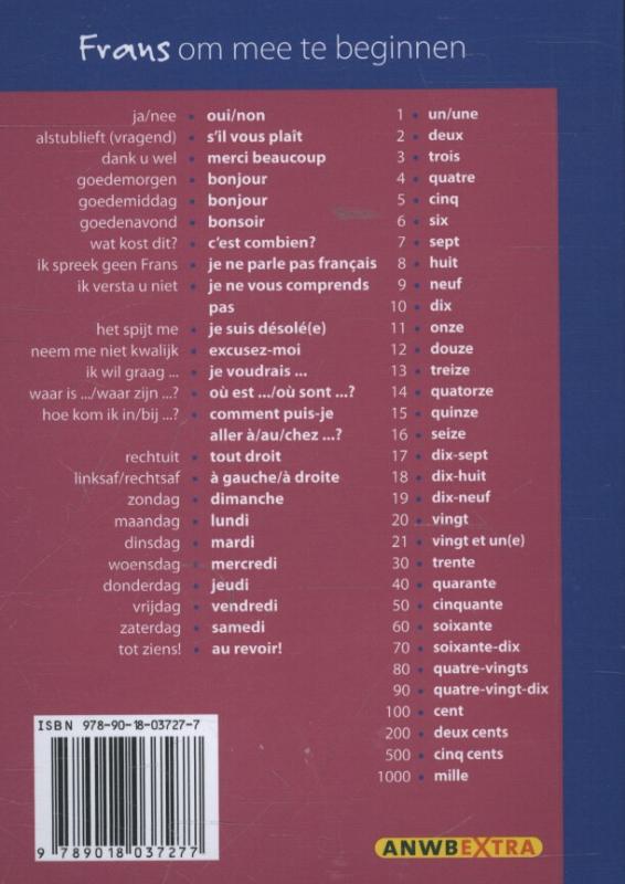 Frans / ANWB taalgids achterkant