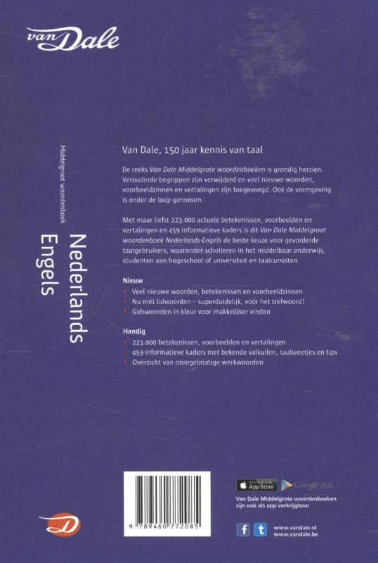 Van Dale middelgroot woordenboek Nederlands-Engels / Van Dale middelgroot woordenboek achterkant