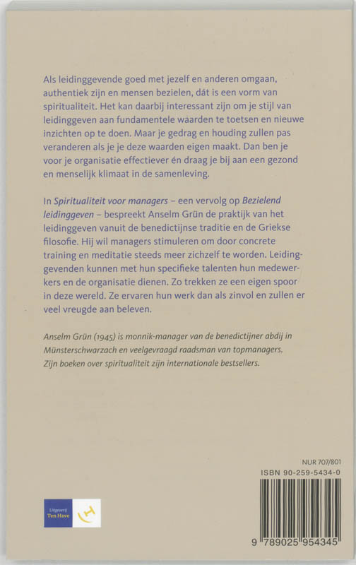 Spiritualiteit voor managers achterkant