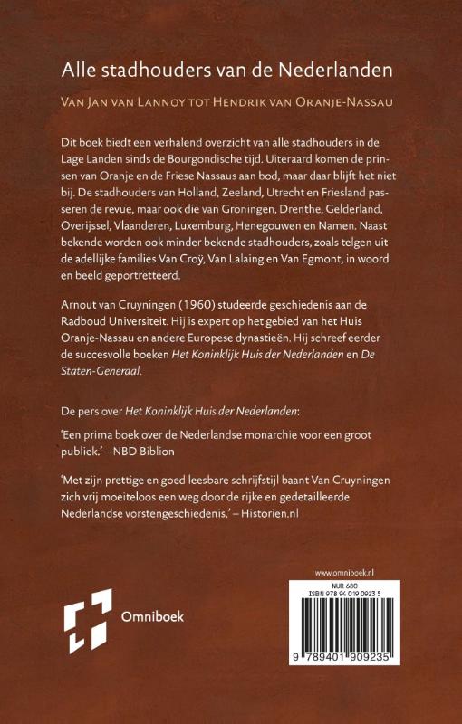 Stadhouders in de Nederlanden achterkant