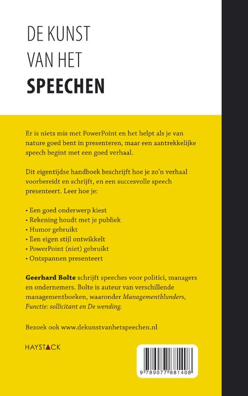 De kunst van het speechen achterkant