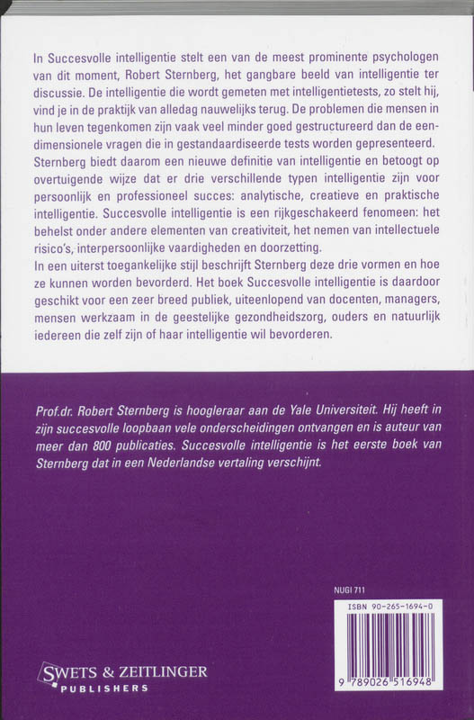 Succesvolle Intelligentie achterkant