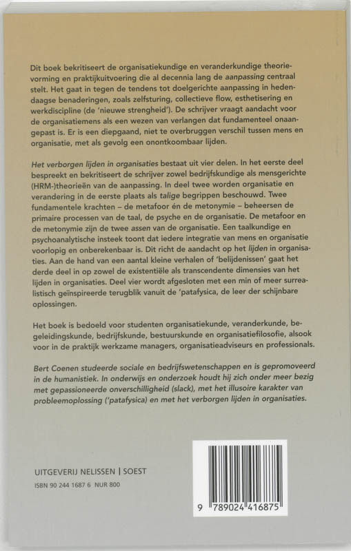 Het verborgen lijden in organisaties / PM-reeks achterkant