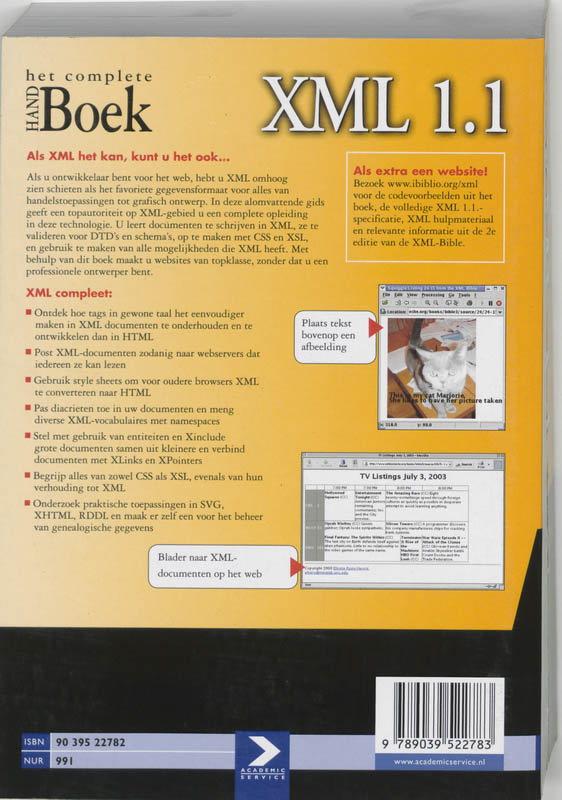 XML 1.1 / Het complete HANDBoek achterkant