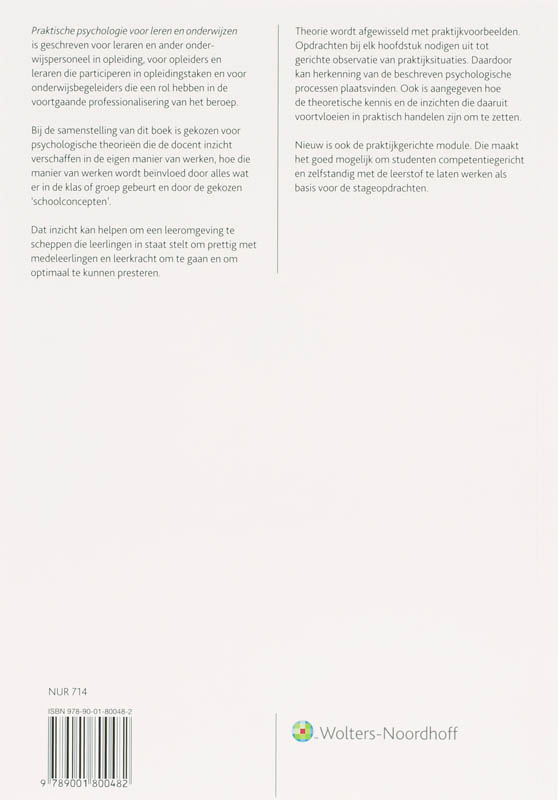 Praktische psychologie voor leren en onderwijzen achterkant