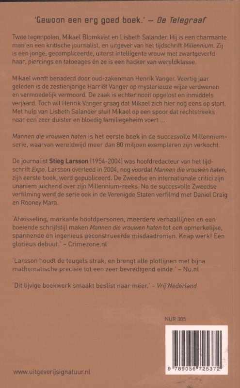 Mannen die vrouwen haten / Millenium / 1 achterkant
