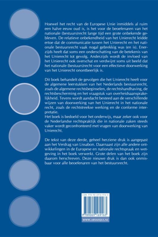 Inleiding tot het Europees bestuursrecht / Ars Aequi Cahiers achterkant