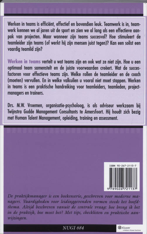 Werken in teams / De praktijkmanager achterkant