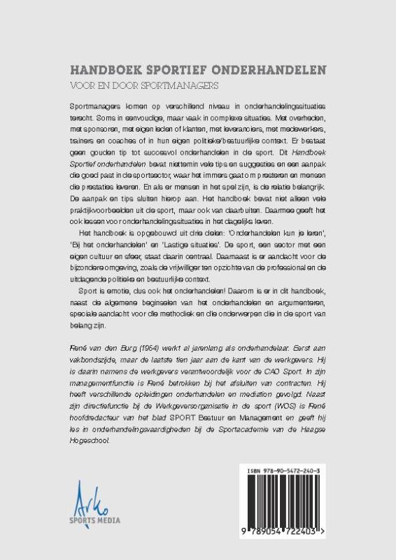 Handboek sportief onderhandelen voor en door sportmanagers achterkant