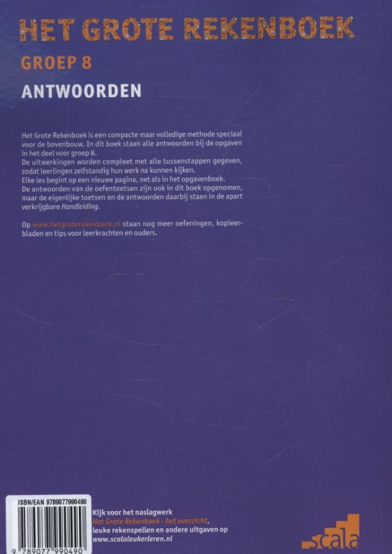 Het grote rekenboek Groep 8 Antwoorden achterkant