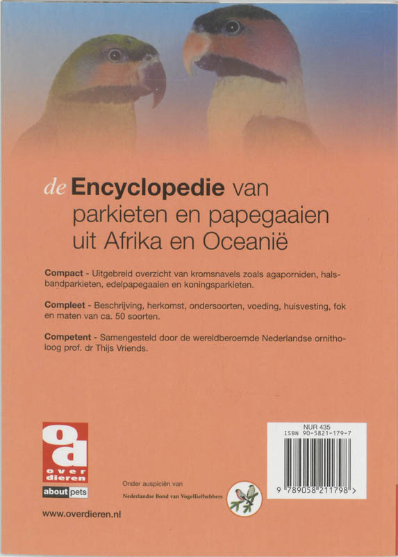 De encyclopedie van papegaaien en parkieten uit Afrika en Oceanie / Over Dieren / 171 achterkant