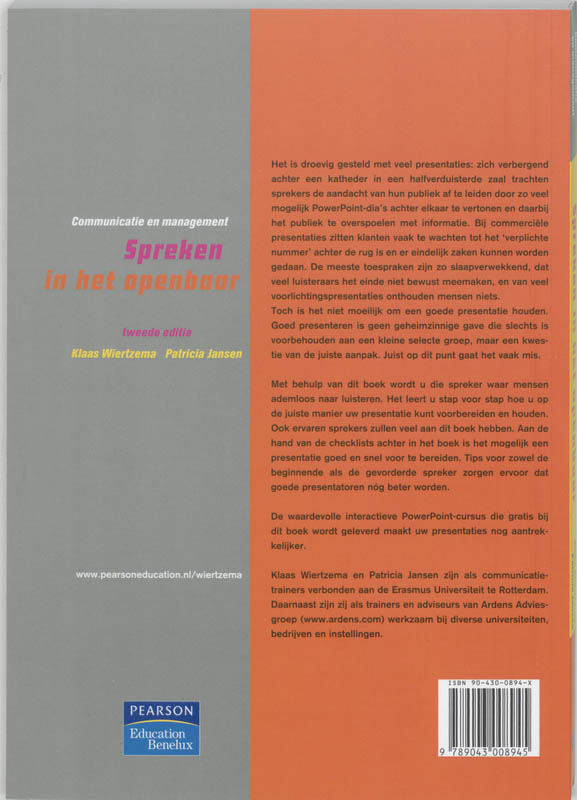 Communicatie en management - Communicatie en management Spreken in het openbaar achterkant