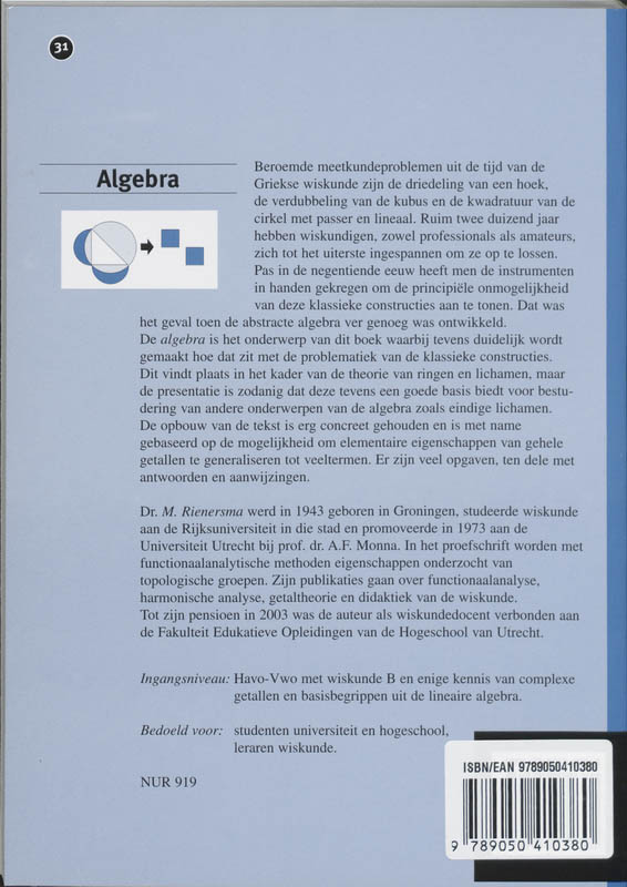 Algebra / Epsilon uitgaven / 31 achterkant