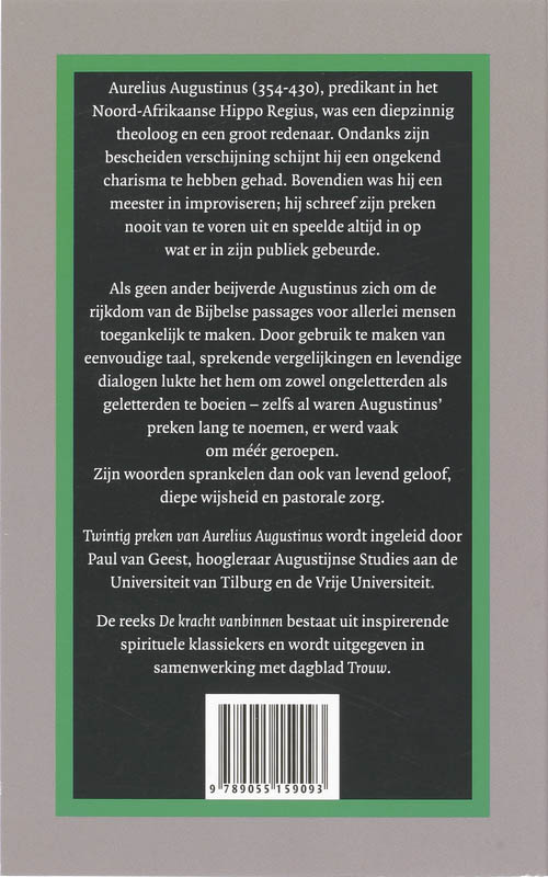 Twintig Preken Van Aurelius Augustinus achterkant