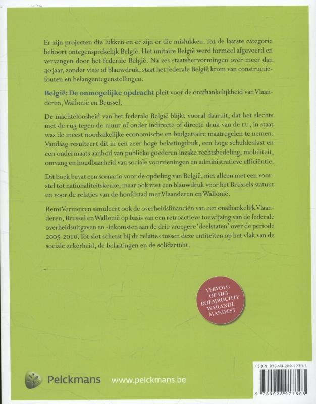 Belgie, de onmogelijke opdracht achterkant