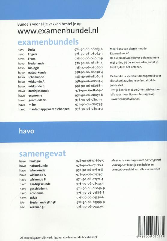 Wiskunde B / Havo 2014/2015 / Examenbundel achterkant