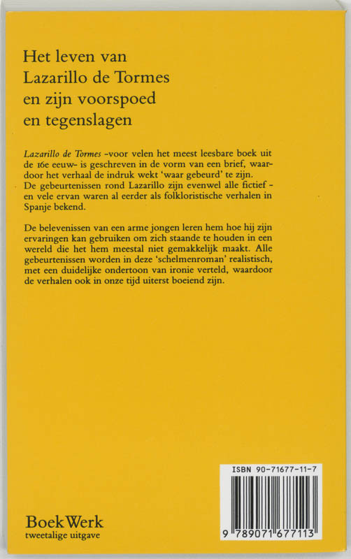 Het leven van Lazarillo de Tormes en zijn voorspoed en tegenslagen La vida de Lazarillo de Tormes y de sus fortunas y adversidades achterkant