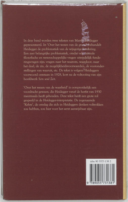 Over het wezen van de grond . over het wezen van de waarheid achterkant