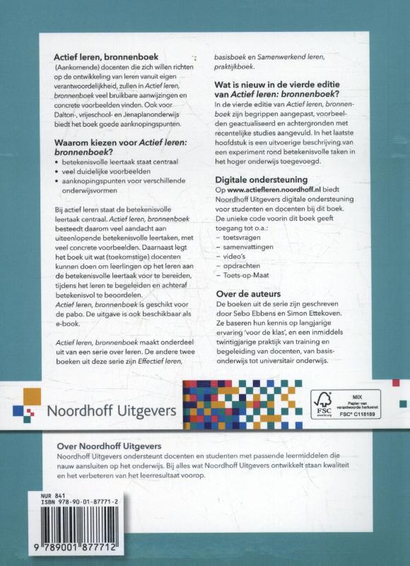 Actief leren Bronnenboek achterkant