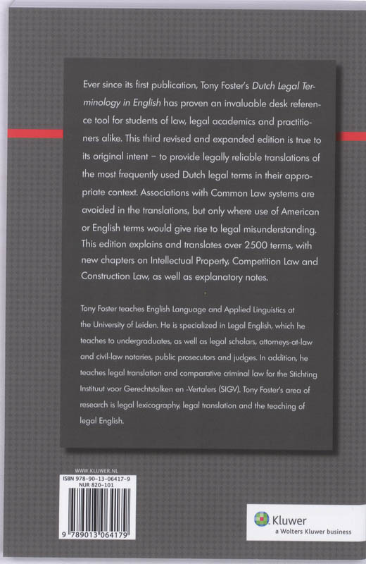 Dutch Legal Terminology in English achterkant