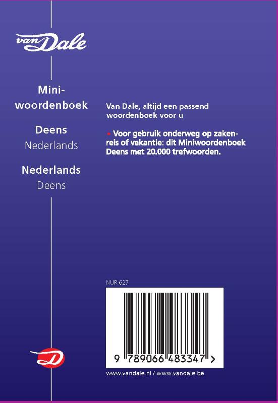 Van Dale Miniwoordenboek Deens achterkant