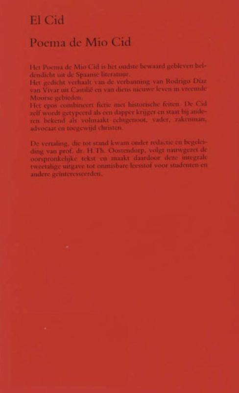De Cid Poema de mio Cid achterkant