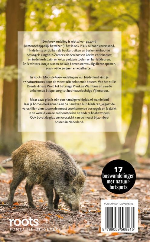 De mooiste boswandelingen van Nederland / Roots wandelgids / 1 achterkant