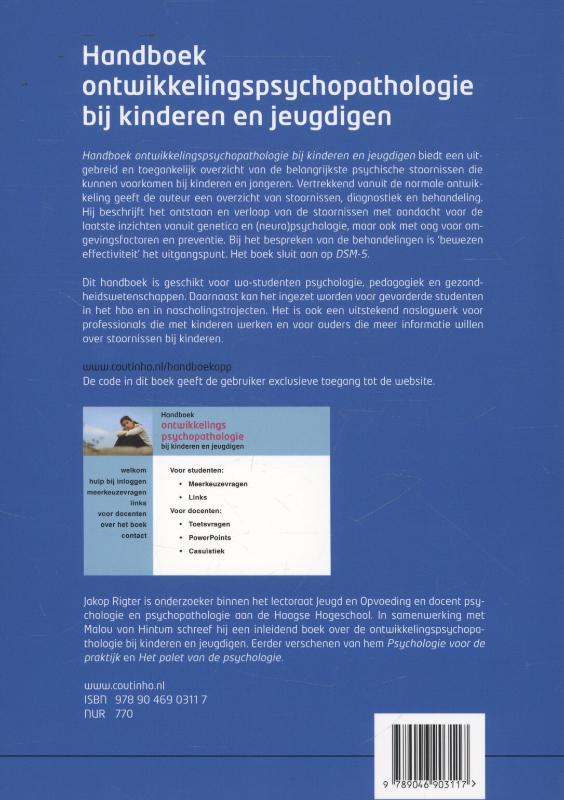 Handboek ontwikkelingspsychopathologie bij kinderen en jeugdigen achterkant