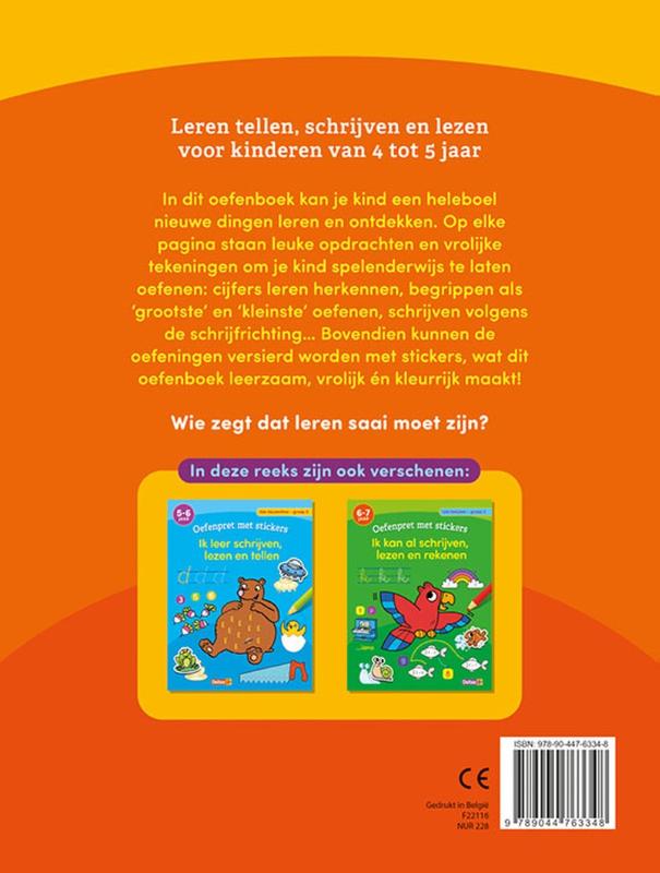 Oefenpret met stickers - Eerste stappen naar schrijven, lezen en tellen groep 1 achterkant