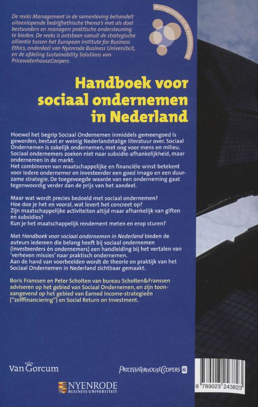 Handboek voor sociaal ondernemen in Nederland / Management in de samenleving achterkant