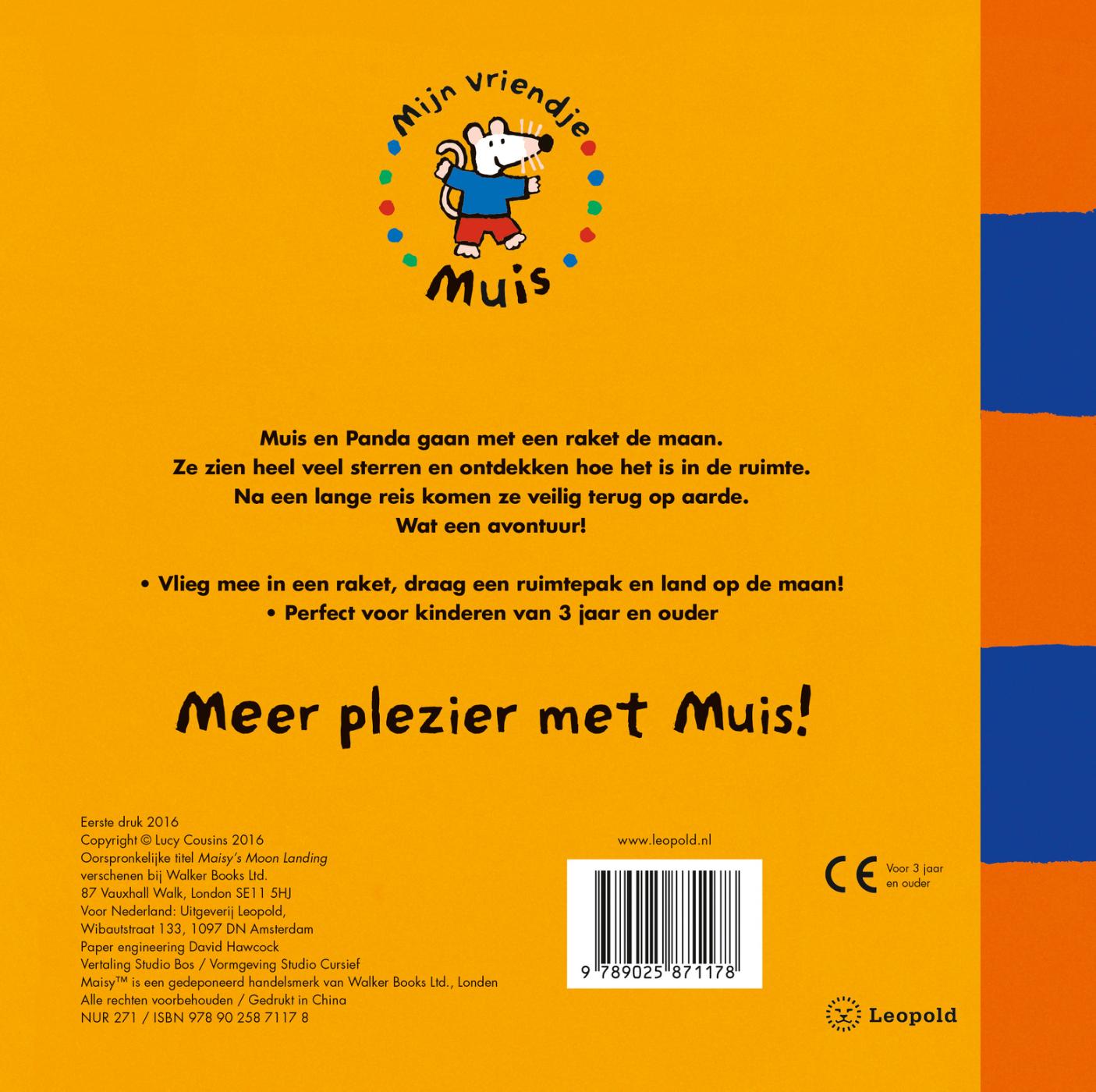 Muis vliegt naar de maan achterkant