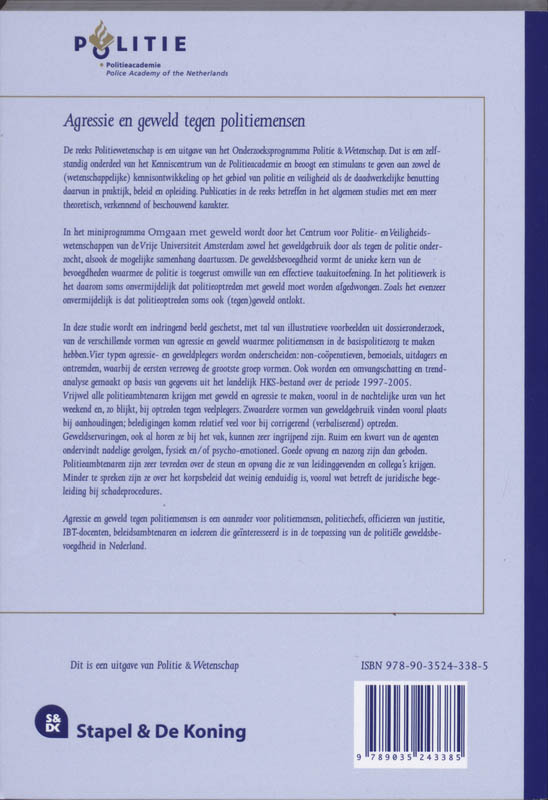 Politiewetenschap 45c -   Agressie en geweld tegen politiemensen achterkant